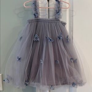 Chic Blue and Gray Spaghetti Strap Formal Sundress